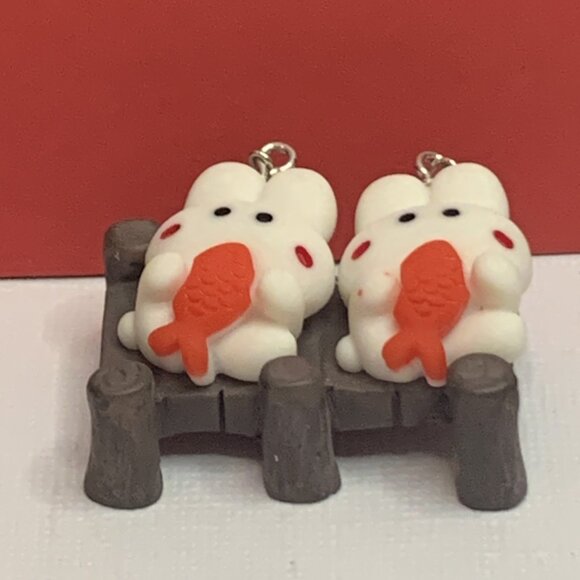 Bunny Earring, Easter Earring, Fish Earring, Rabbit Earring, Gift Idea, Fishing - Picture 3 of 6
